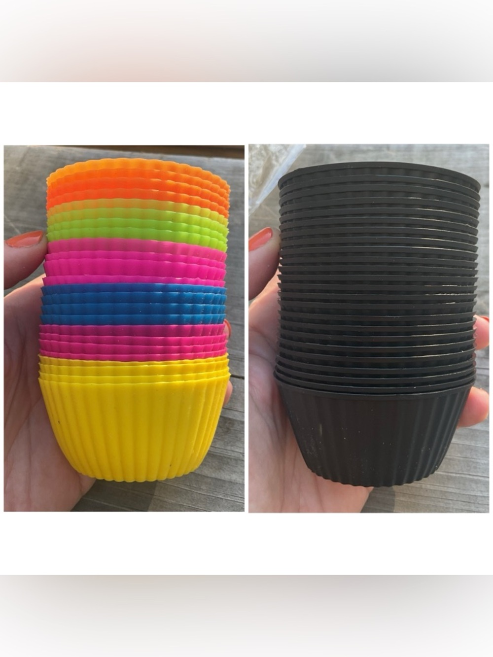 48pc Silicone Cupcake Liners - Multicolor & Black Set